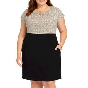 Shelby‎ & Palmer Black Off White Pattern Sheath Dress Women's Size 18 Career